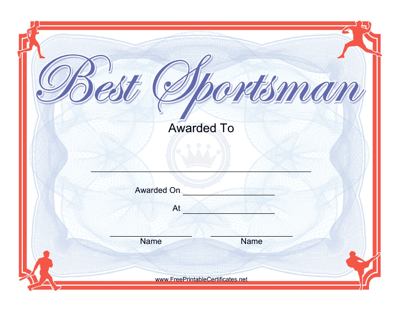 Best Sportsman Certificate Template Download Pdf