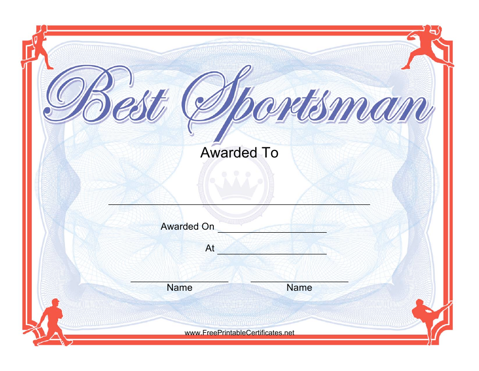 Best Sportsman Certificate Template Download Printable PDF | Templateroller