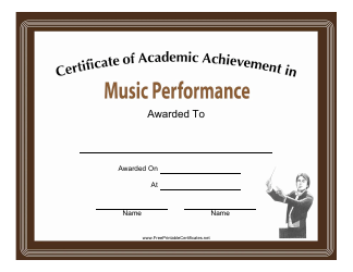 Document preview: Music Performance Academic Achievement Certificate Template