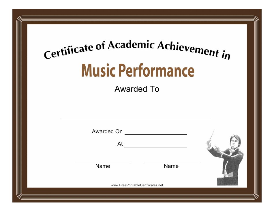 Music Performance Academic Achievement Certificate Template, Page 1