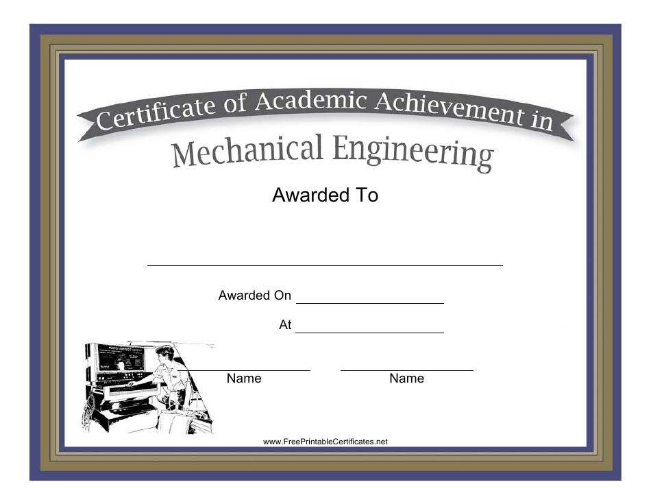 Mechanical Engineering Academic Achievement Certificate Template, Page 1