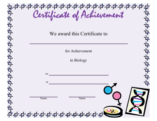 Document preview: Biology Achievement Certificate Template
