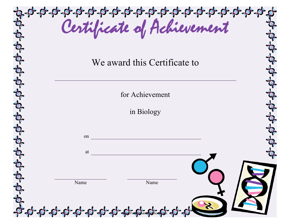 Biology Achievement Certificate Template Preview Image