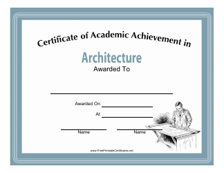 Document preview: Architecture Academic Achievement Certificate Template