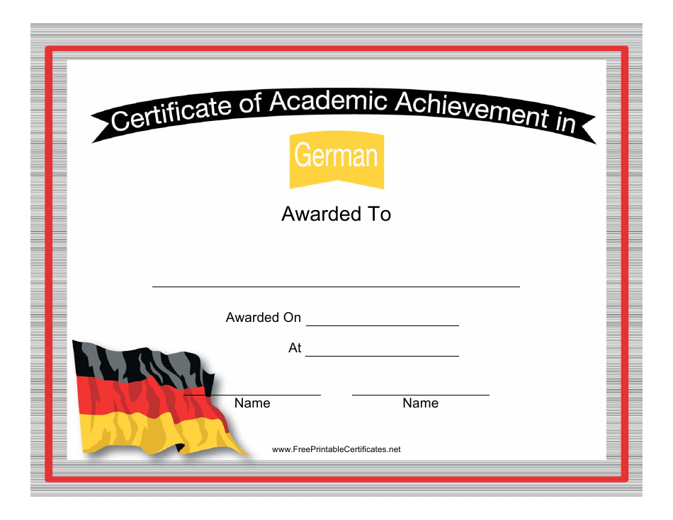 German Language Certificate of Academic Achievement Template Image Preview