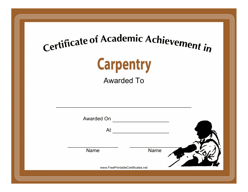 Carpentry Academic Achievement Certificate Preview