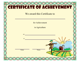 &quot;Agriculture Achievement Certificate Template&quot;