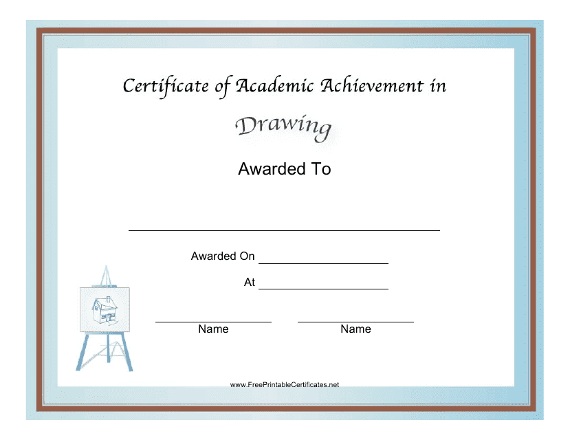 &quot;Drawing Academic Achievement Certificate Template&quot; Download Pdf