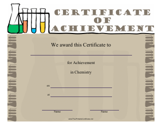 Document preview: Chemistry Achievement Certificate Template