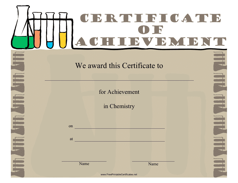 Chemistry Achievement Certificate Template Download Pdf