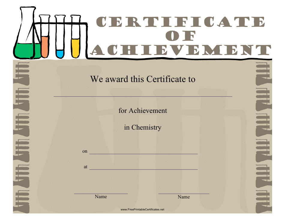 Chemistry Achievement Certificate Template, Page 1