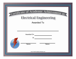 Document preview: Electrical Engineering Academic Achievement Certificate Template