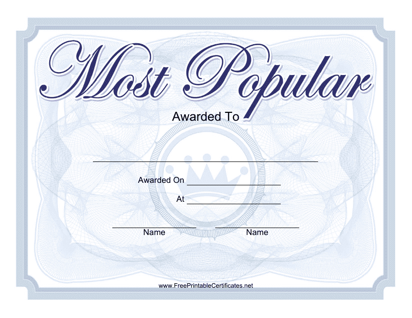 Most Popular Yearbook Certificate Template