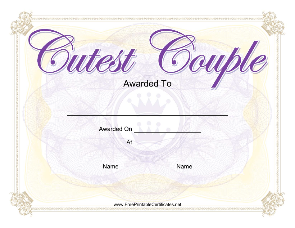 Cutest Couple Certificate Template Preview