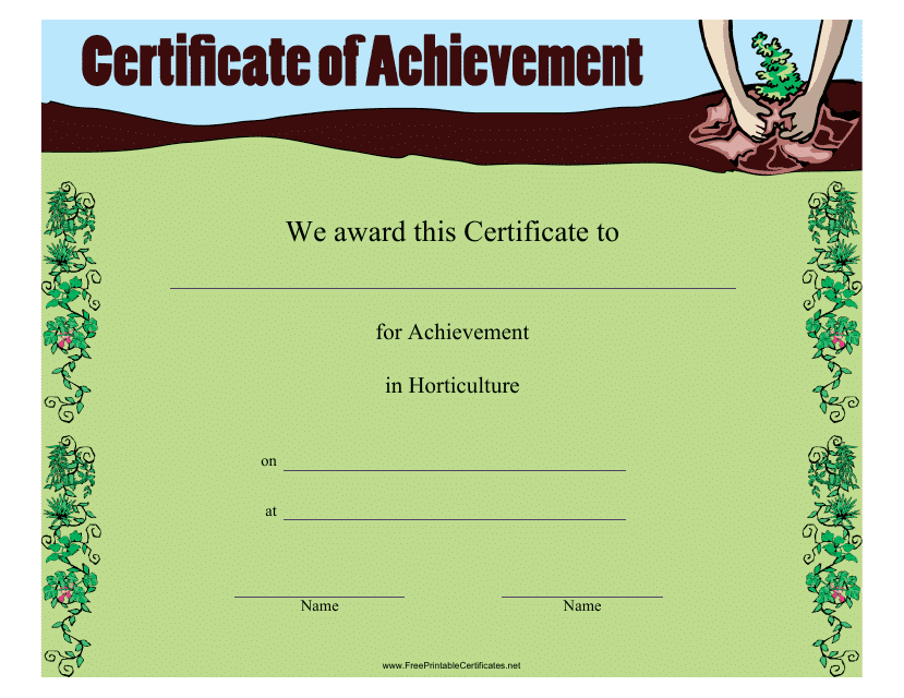 Horticulture Achievement Certificate Template