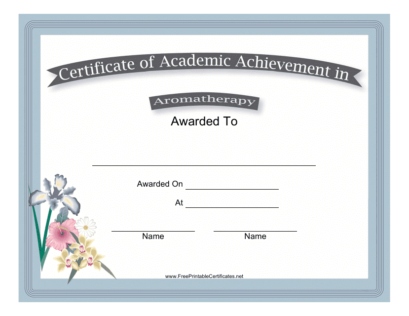 &quot;Aromatherapy Academic Achievement Certificate Template&quot; Download Pdf