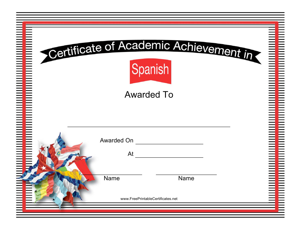 Spanish Language Achievement Certificate Template