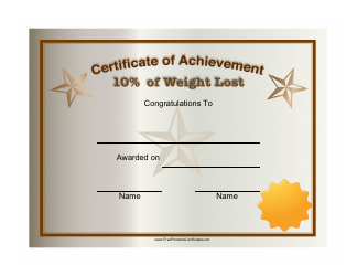 &quot;10 Percent Weight Loss Certificate of Achievement Template&quot;
