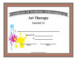 Document preview: Art Therapy Academic Achievement Certificate Template