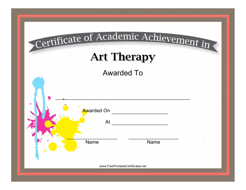 &quot;Art Therapy Academic Achievement Certificate Template&quot; Download Pdf