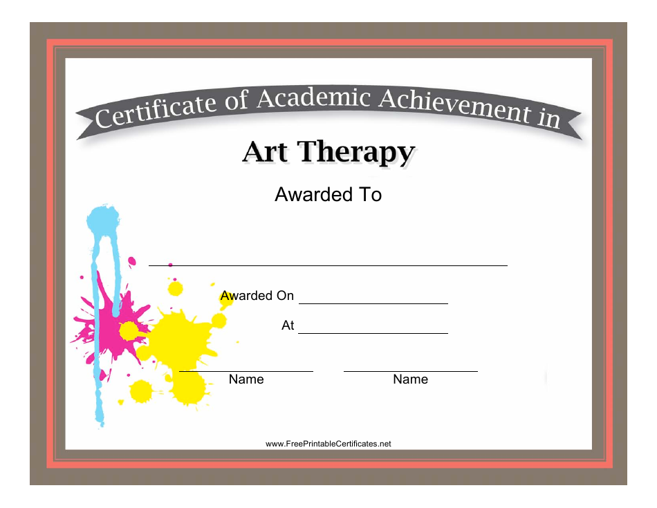 Art Therapy Academic Achievement Certificate Template, Page 1