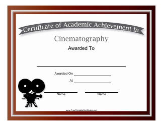 &quot;Cinematography Academic Achievement Certificate Template&quot;
