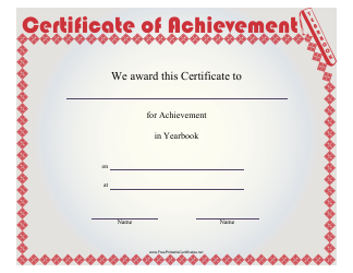 Document preview: Yearbook Achievement Certificate Template