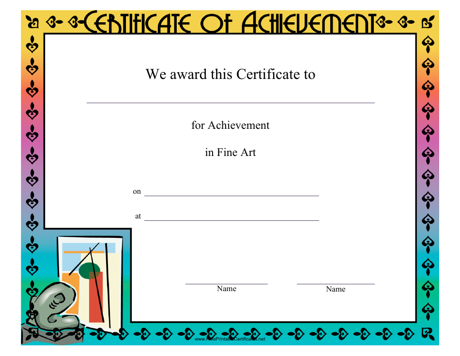 Fine Art Achievement Certificate template art palette