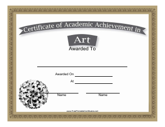 Document preview: Art Academic Achievement Certificate Template