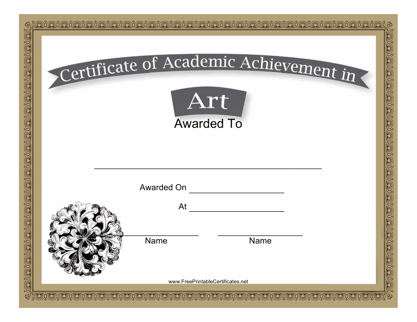 Art Academic Achievement Certificate Template Download Pdf