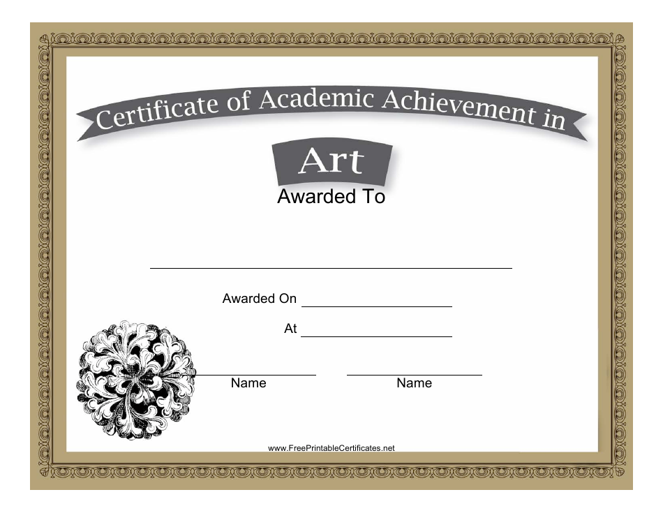 Art Academic Achievement Certificate Template, Page 1