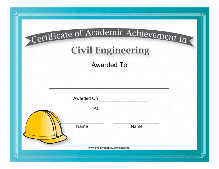 Civil Engineering Academic Achievement Certificate Template