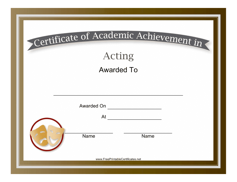 Acting Academic Achievement Certificate Template Download Pdf