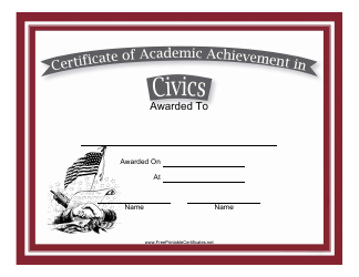 &quot;Civics Academic Achievement Certificate Template&quot;