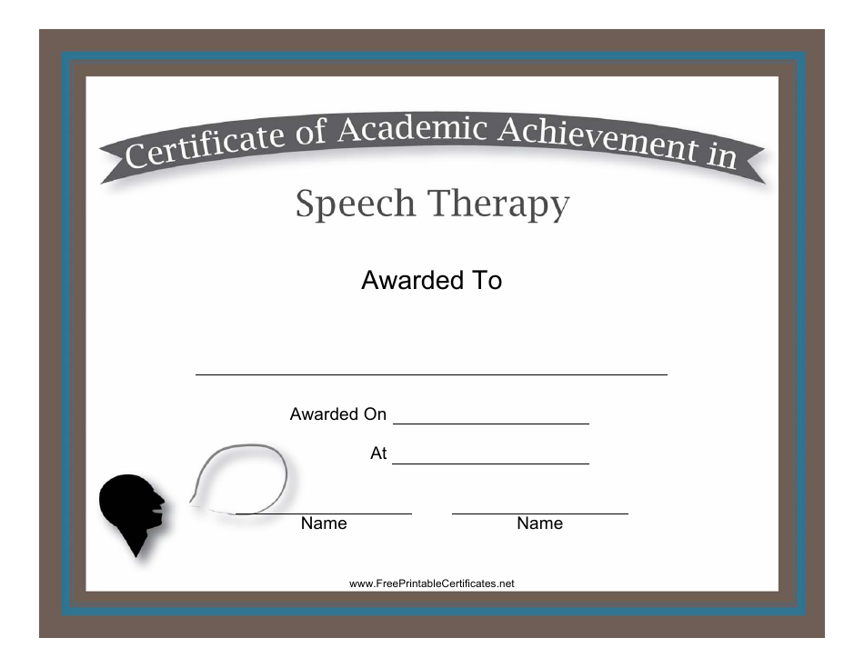 Speech Therapy Academic Achievement Certificate Template