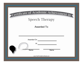 Document preview: Speech Therapy Academic Achievement Certificate Template
