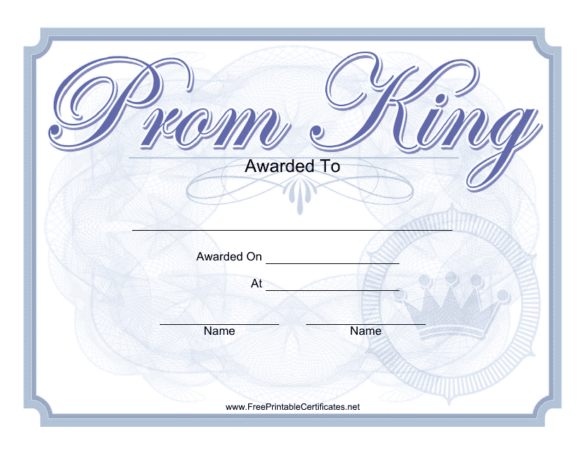 &quot;Prom King Certificate Template&quot; Download Pdf