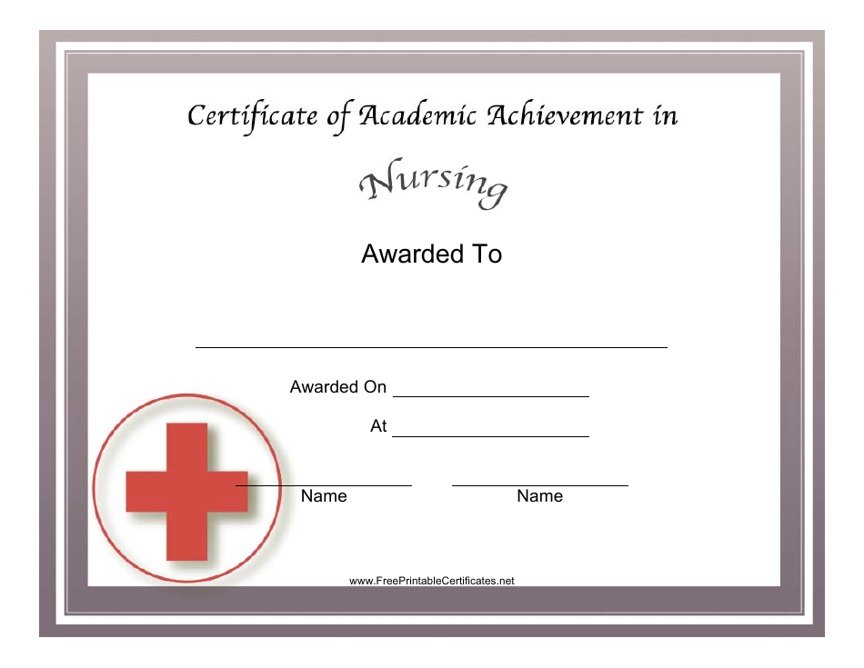 Nursing Academic Achievement Certificate Template Download Printable