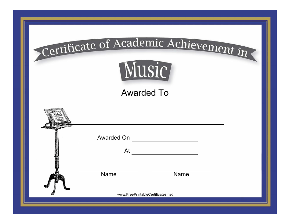 Music Academic Achievement Certificate Template Download Printable PDF ...