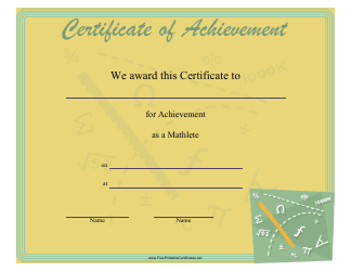 &quot;Mathlete Achievement Certificate Template&quot;
