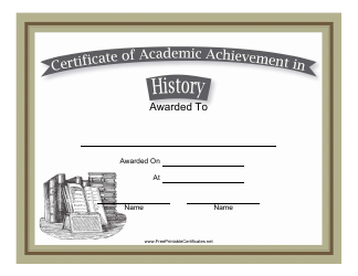 Document preview: History Academic Achievement Certificate Template