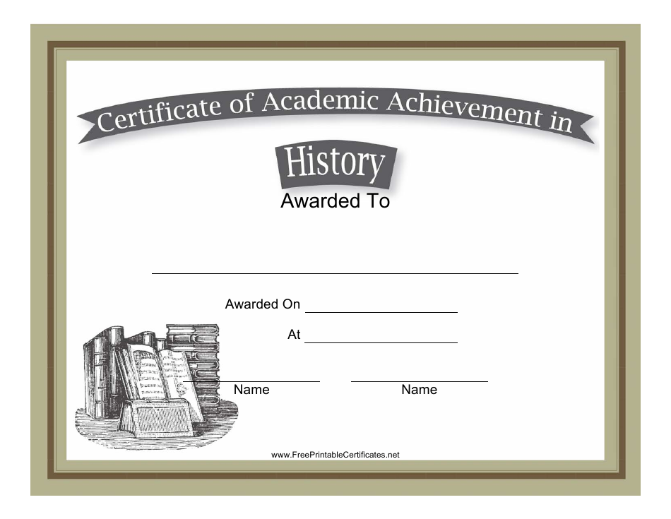 History Academic Achievement Certificate Template Download Printable