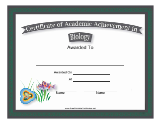 Document preview: Biology Academic Achievement Certificate Template