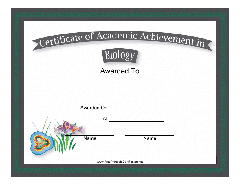&quot;Biology Academic Achievement Certificate Template&quot; Download Pdf