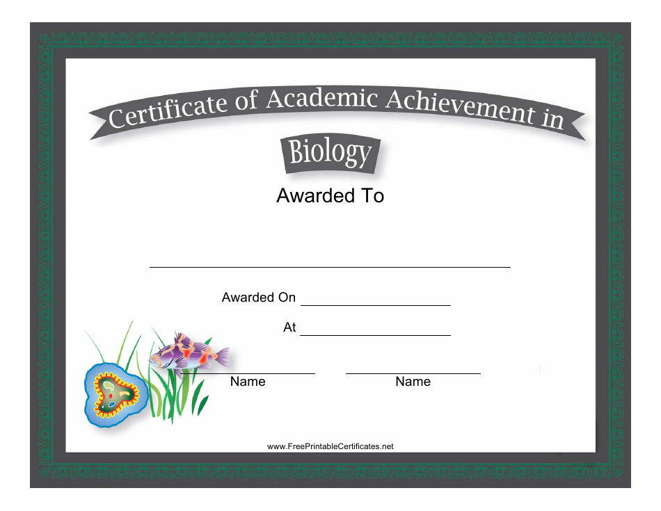Biology Academic Achievement Certificate Template Preview image