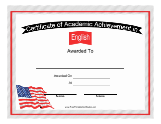 &quot;English Language Certificate of Achievement Template&quot;