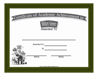 Document preview: Military Science Academic Achievement Certificate Template