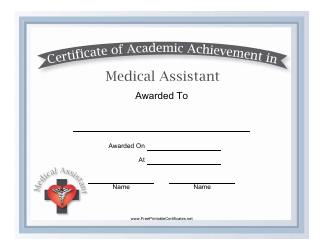 Document preview: Medical Assistant Academic Achievement Certificate Template