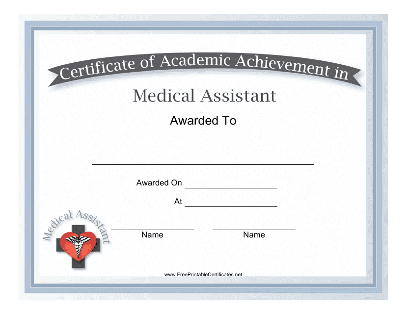 Medical Assistant Academic Achievement Certificate Template Download Pdf