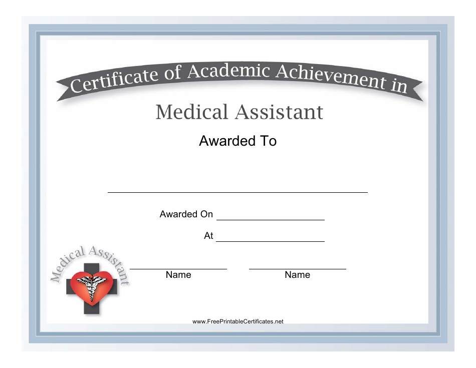 Medical Assistant Academic Achievement Certificate Template, Page 1